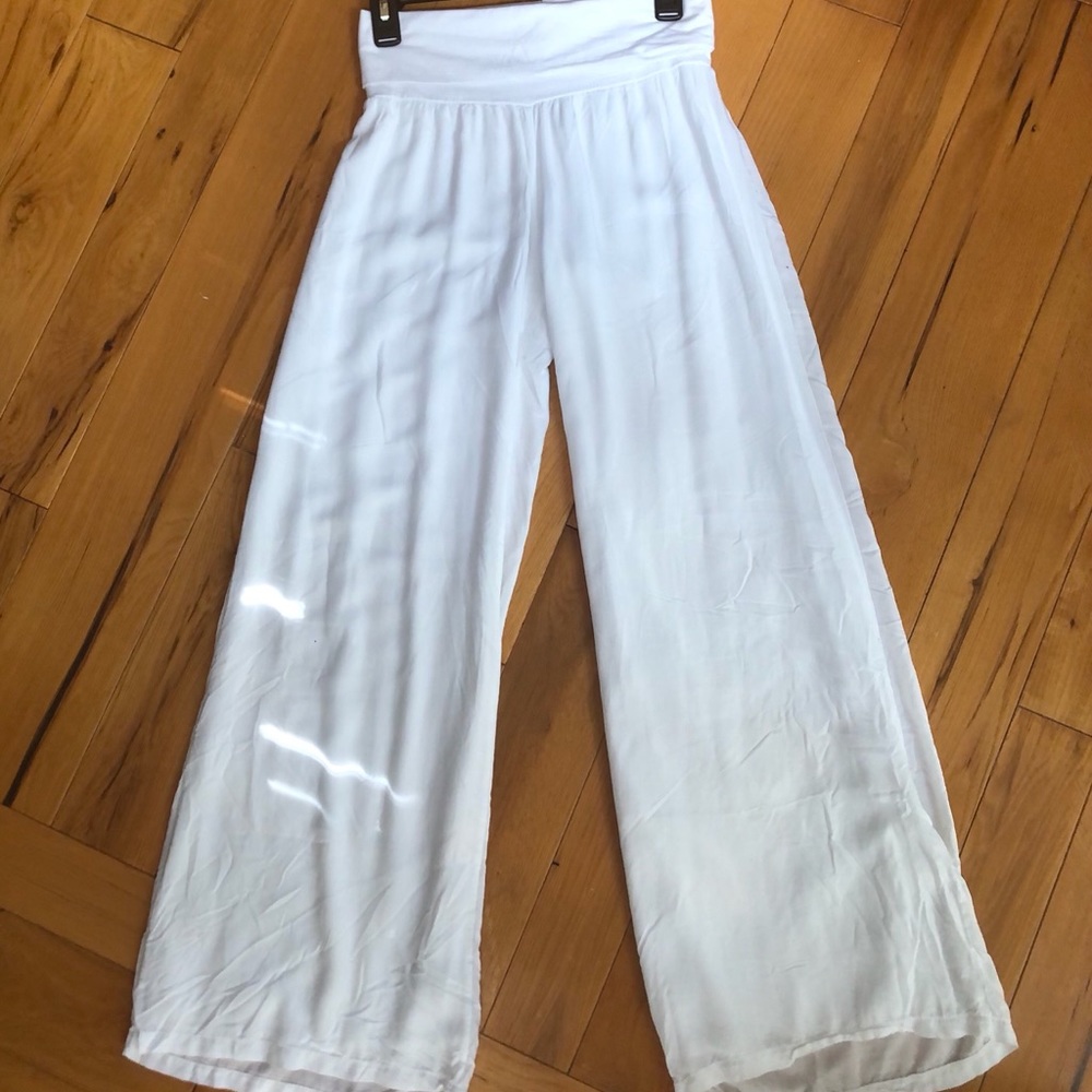 Elan fold over white pants